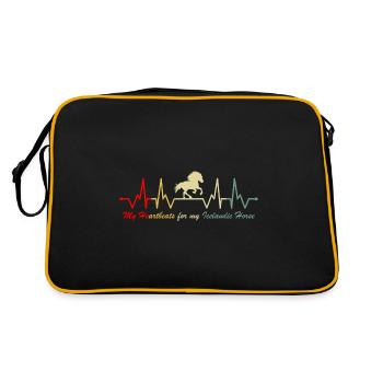 Icelandic horse tölt heartbeat vintage - Retro Bag - black/gold - Back