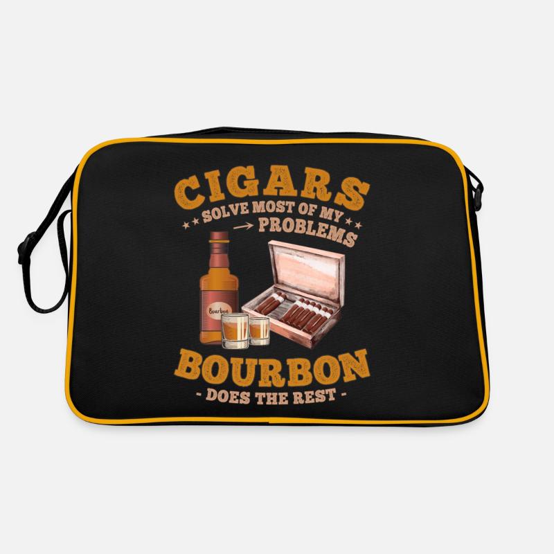 Zigarren und Bourbon Whiskey Lustiger Spruch Retro Tasche