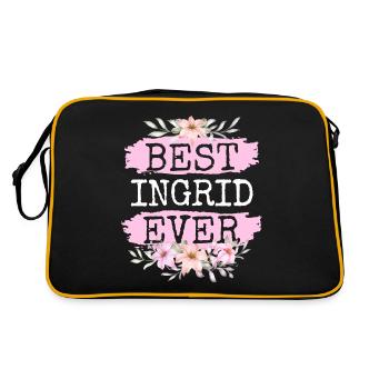 Ingrid Geschenk Name Geburtstag - Retro Tasche - Schwarz/Gold - Hinten