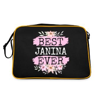 Janina Geschenk Name Geburtstag - Retro Tasche - Schwarz/Gold - Hinten