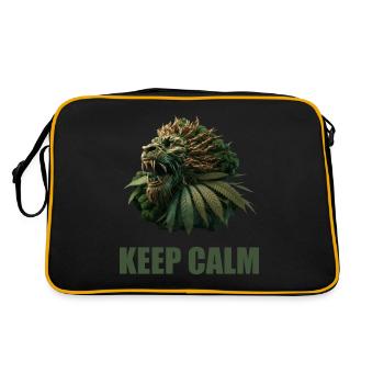 Keep Calm Lion plante de cannabis - Sac Retro - noir/or - Dos