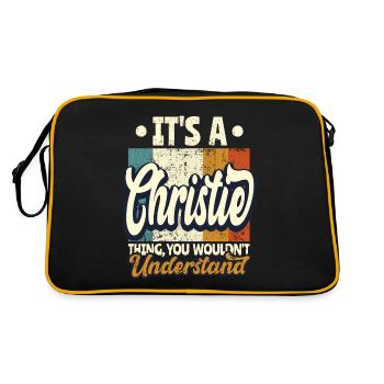 Christie Geschenk Name - Retro Tasche - Schwarz/Gold - Hinten