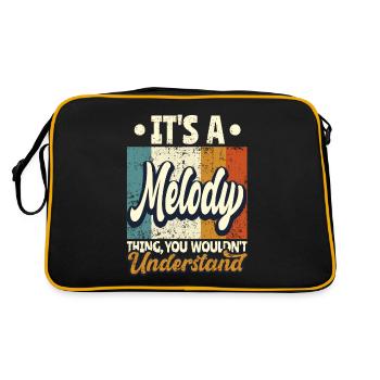 Melody Name Geschenk Personalisiert Spruch Lustig - Retro Tasche - Schwarz/Gold - Hinten