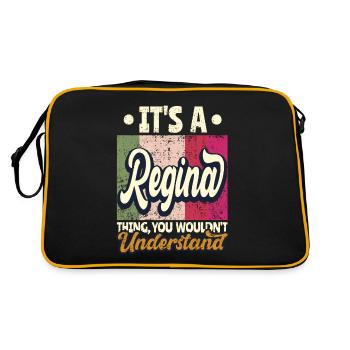 Regina Nom Cadeau Personnalisé Dire Drôle - Sac Retro - noir/or - Dos