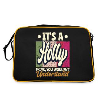 Holly Name Gift Personalized Quote Funny - Retro Bag - black/gold - Back