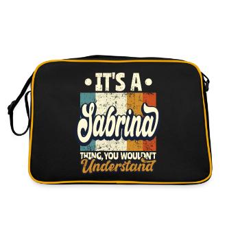 Sabrina Nom Cadeau Personnalisé Dire Drôle - Sac Retro - noir/or - Dos