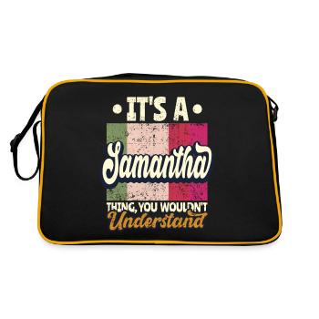 Samantha Nom Cadeau Devis personnalisé - Sac Retro - noir/or - Dos