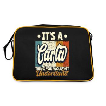 Carla Name Gift Personalized Saying Funny - Retro Bag - black/gold - Back