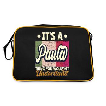 Paula Nom Cadeau Personnalisé Dire Drôle - Sac Retro - noir/or - Dos