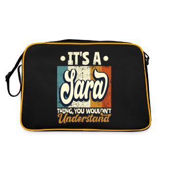 Sara Name Gift Personalized Saying Funny - Retro Bag - black/gold - Back