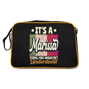 Marissa Name Geschenk Personalisiert Spruch Lustig - Retro Tasche - Schwarz/Gold - Hinten