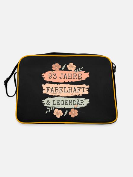 93. Geburtstag Geschenk 93 Jahre Frau - Retro Tasche - Schwarz/Gold - Hinten