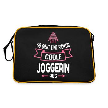 Joggerin Geschenk Lustig Spruch Joggen Läufer - Retro Tasche - Schwarz/Gold - Hinten