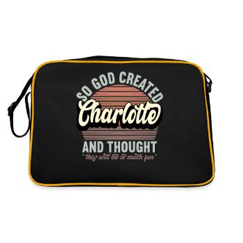 Nom Charlotte Cadeau Anniversaire Dire Drôle - Sac Retro - noir/or - Dos