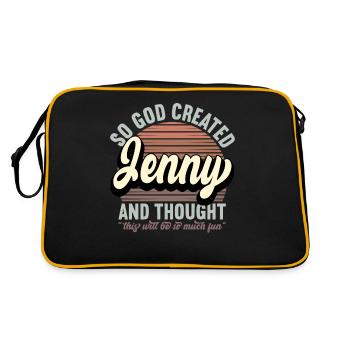 Name Jenny Geschenk Geburtstag Spruch Lustig - Retro Tasche - Schwarz/Gold - Hinten