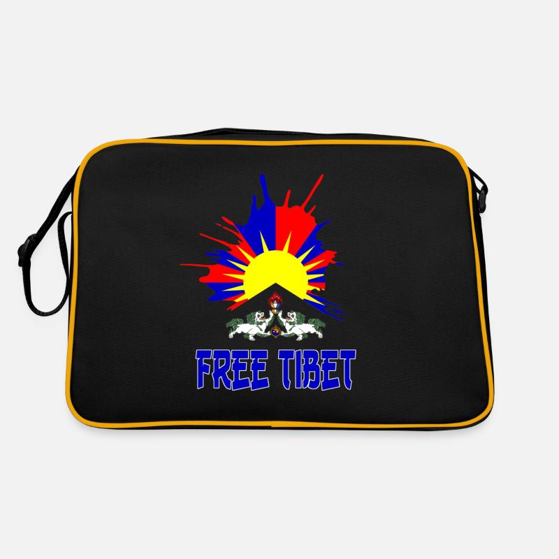 free tibet - Retro Tasche - Schwarz/Gold