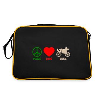 Liegefahrrad Liegerad Fahrrad Peace Love Spruch - Retro Tasche - Schwarz/Gold - Hinten