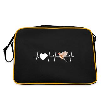 Herzfrequenz / Mein Herzschlag Zebrafink Finken - Retro Tasche - Schwarz/Gold - Hinten