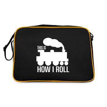 Zugführer Zug Lokomotive Eisenbahn Züge Geschenk - Retro Tasche - Schwarz/Gold - Hinten