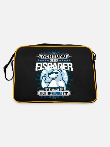 eisbaden winterbader dieser eisbader eisbär polar - Retro Tasche - Schwarz/Gold - Hinten