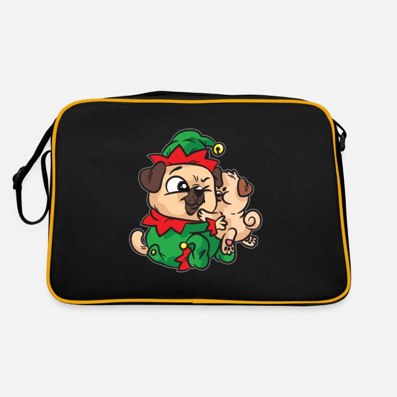 Elf Mops kuscheln Weihnachtskleid Retro Tasche