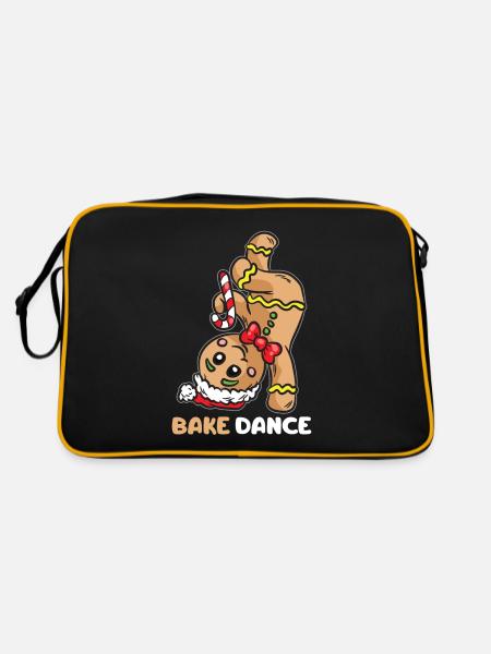 Bake Dance Gingerbread Man Breakdance Noël - Sac Retro - noir/or - Dos