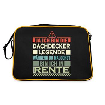 dachdecker rentner mit stil roofer dach decken - Retro Tasche - Schwarz/Gold - Hinten