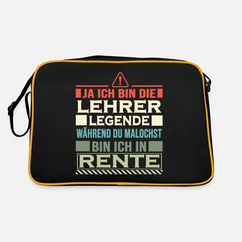 lehrer legende in rente - Retro Tasche - Schwarz/Gold