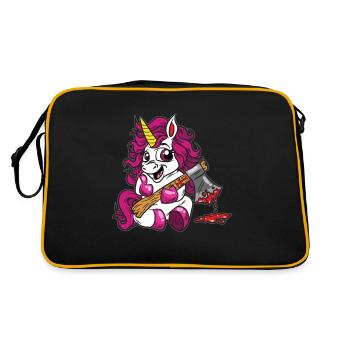 Kawaii Pastell Goth Mord Einhorn - Retro Tasche - Schwarz/Gold - Hinten