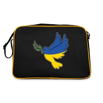 Ukrainische Friedenstaube - Retro Tasche - Schwarz/Gold - Hinten