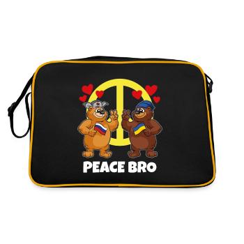 Frieden Bruder Russisch Ukrainisch Bär Bruder Folk - Retro Tasche - Schwarz/Gold - Hinten