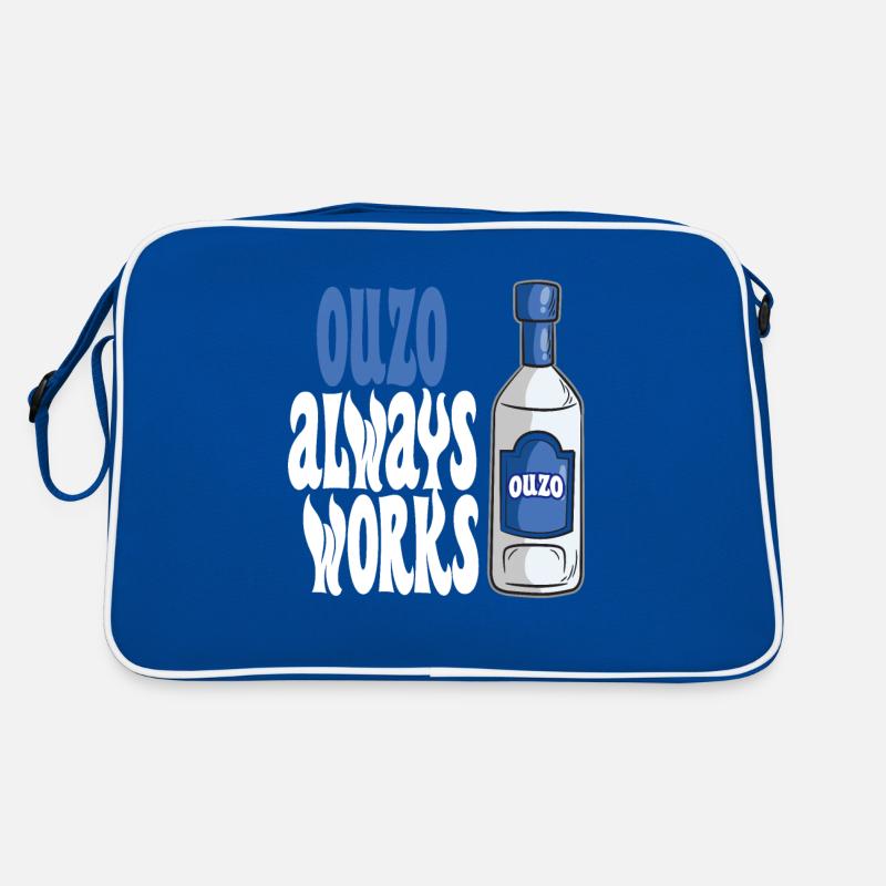 Ouzo arbeitet immer griechischer Anisgeist Retro Tasche