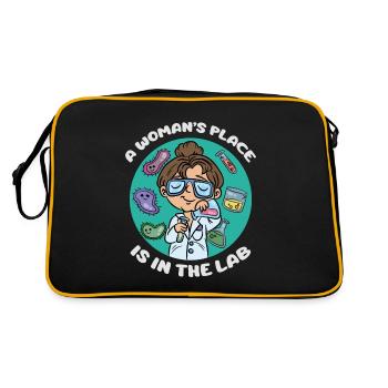 Der Platz einer Frau ist im Labor - Retro Tasche - Schwarz/Gold - Hinten