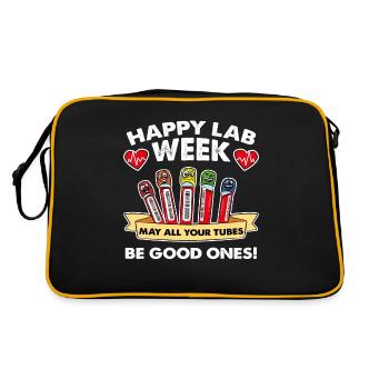 Happy Lab Woche - Retro Tasche - Schwarz/Gold - Hinten