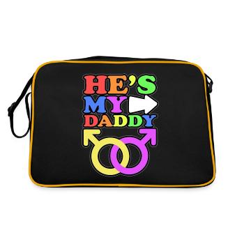 Er ist mein Papa Homosexuell Eltern Kind mit 2 - Retro Tasche - Schwarz/Gold - Hinten