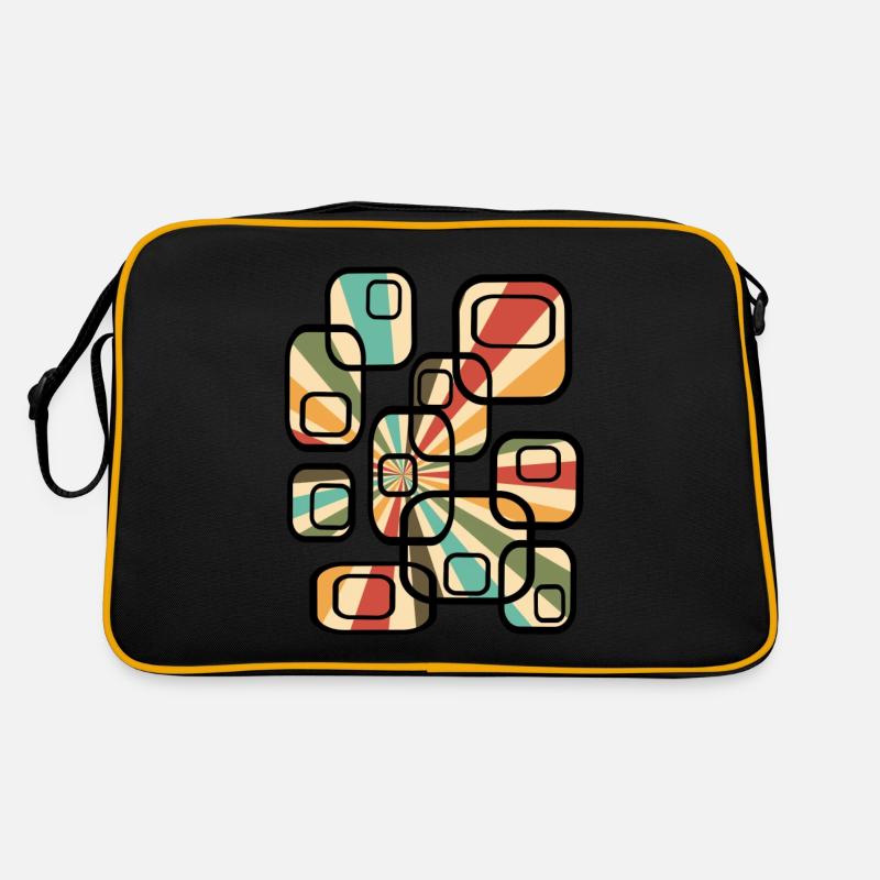 70er Tapetenmuster Quader Retro Muster - Retro Tasche - Schwarz/Gold