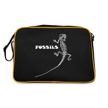 Dinosaures, fossiles, paléontologue, - Sac Retro - noir/or - Dos