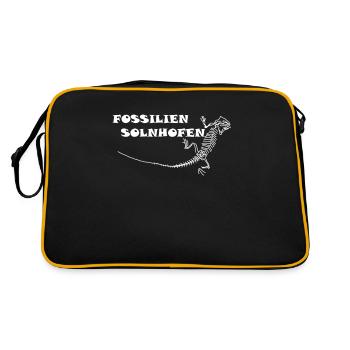 Dinosaures, fossiles, paléontologue, - Sac Retro - noir/or - Dos