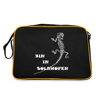 Dinosaures, fossiles, paléontologue, - Sac Retro - noir/or - Dos