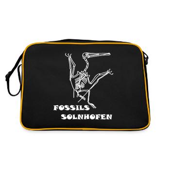 Dinosaures, fossiles, paléontologue, - Sac Retro - noir/or - Dos