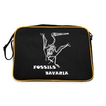 Dinosaures, fossiles, paléontologue, - Sac Retro - noir/or - Dos