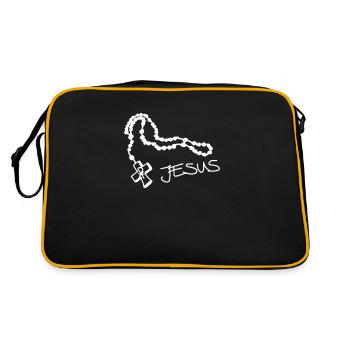 Rosary, Symbol, Cross, God, Pax, Jesus - Retro Bag - black/gold - Back