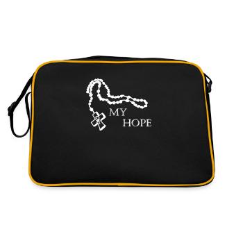 Mon espoir, mon chapelet, mon symbole, ma croix, mon Dieu, ma pax - Sac Retro - noir/or - Dos