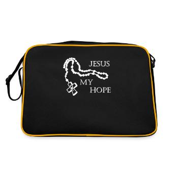 Rosary, Symbol, Cross, God, Pax, Jesus - Retro Bag - black/gold - Back