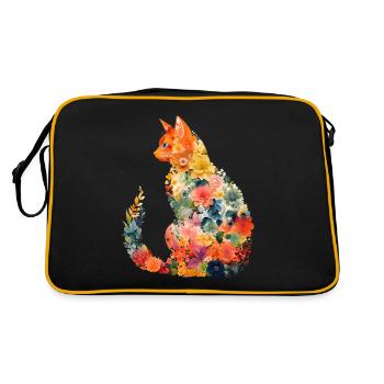 Cat Flowers Cadeau idéal pour tous les amoureux des chats - Sac Retro - noir/or - Dos