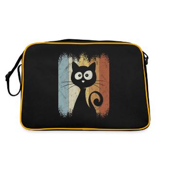 Chat rétro Vintage chat Silhouette - Sac Retro - noir/or - Dos