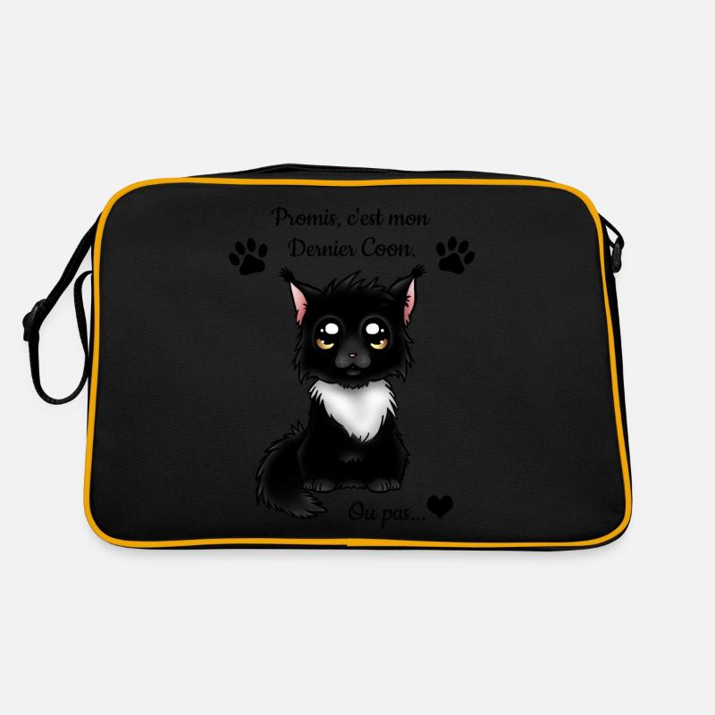Maine Coon - Black & White - Sac Retro - noir/or