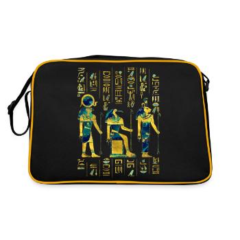 Egyptian Deities on hieroglyphics gold and marble - Retro Bag - black/gold - Back