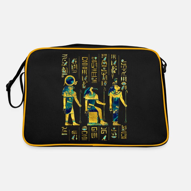 Egyptian Deities on hieroglyphics gold and marble Retro Bag