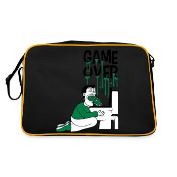 game over toilet wc toilet puke vomit break - Retro Bag - black/gold - Back